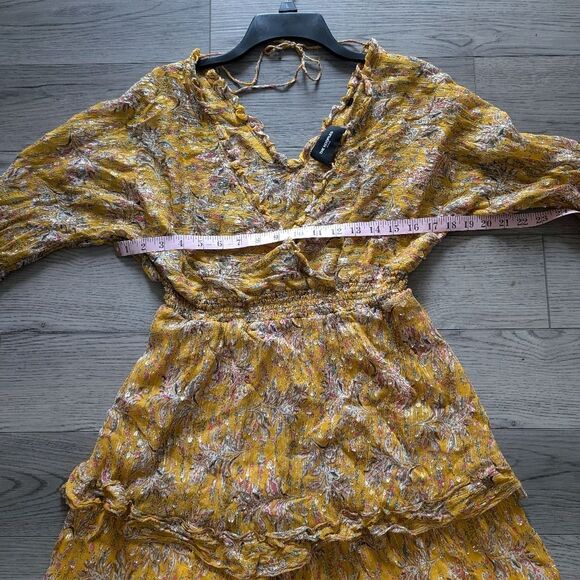 The Kooples Floral Print Ruffle Trimmed Silk Blend Crepe Dress Size 3 (6/8) - Picture 4 of 9